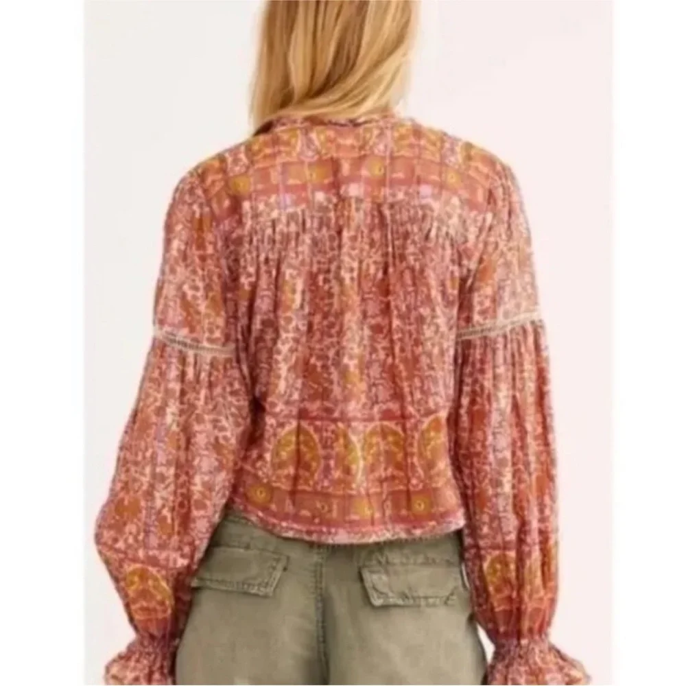 Free People Floral Blouse in Pink and Yellow - Picture 2 of 6